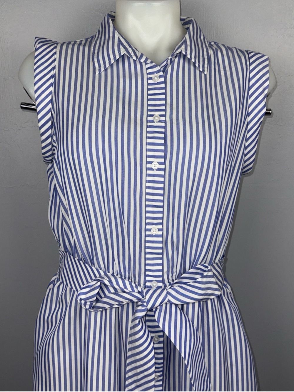 Banana Republic Classic Shirt Dress Womens 6 Blue White Stripe Nautical *READ - Picture 6 of 13